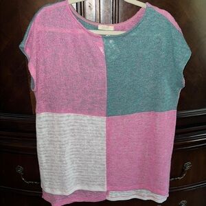 Boxy Pink and Green Short Sleeve Tee